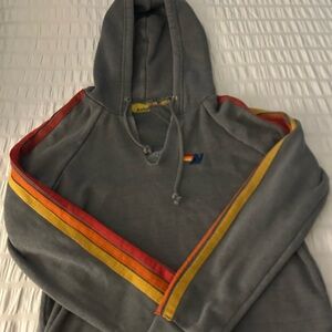 Aviator Nation Gray Hoodie with Yellow Accent